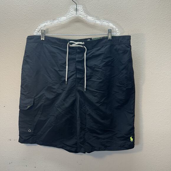 Polo Ralph Lauren Black Swim Trunks Embroidered Yellow Pony Logo Sz 2XB Big Tall - Picture 1 of 9